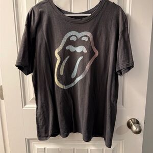 The Rolling Stones Black Tee with Multicolor Logo